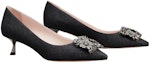 Order (Women) Roger Vivier Bouquet Strass Pointed-Toe Slingback Kitten Heels 'Black' RVW543280206WAB999