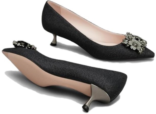 (Women) Roger Vivier Bouquet Strass Pointed-Toe Slingback Kitten Heels 'Black' RVW543280206WAB999 Purchase (Women) Roger Vivier Bouquet Strass Pointed-Toe Slingback Kitten Heels 'Black' RVW543280206WAB999