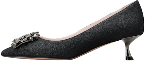 (Women) Roger Vivier Bouquet Strass Pointed-Toe Slingback Kitten Heels 'Black' RVW543280206WAB999 (Women) Roger Vivier Bouquet Strass Pointed-Toe Slingback Kitten Heels 'Black' RVW543280206WAB999