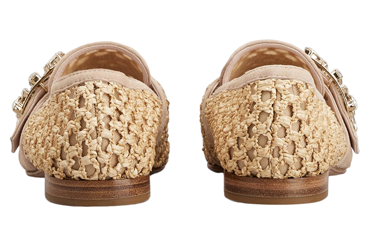 (W) Roger Vivier Broche Vivier 'Mesh Rafia Crystal Buckle Loafers Beige' 圖 4