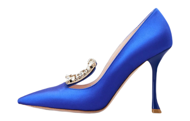 (W) Roger Vivier Broche Vivier Buckle High Heels 'Blue Satin'
