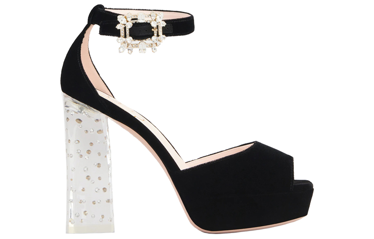 (W) Roger Vivier Broche Vivier Buckle High Heels 'Mini Crystal Black Velvet' 圖 2