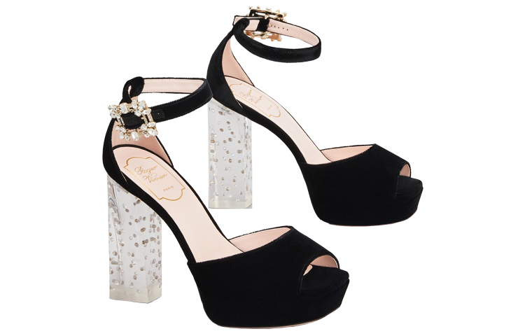 (W) Roger Vivier Broche Vivier Buckle High Heels 'Mini Crystal Black Velvet' 圖 3