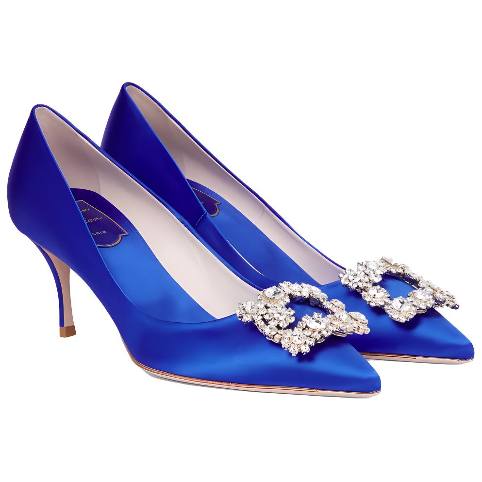 (W) Roger Vivier Broche Vivier Buckle High Heels 'Blue Satin' 圖 3