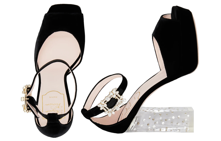 (W) Roger Vivier Broche Vivier Buckle High Heels 'Mini Crystal Black Velvet' 圖 5