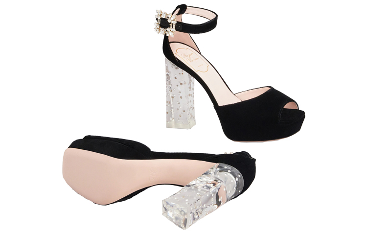 (W) Roger Vivier Broche Vivier Buckle High Heels 'Mini Crystal Black Velvet' 圖 7