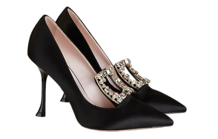 Lookbook (W) Roger Vivier Broche Vivier Sepatu Hak Tinggi 'Satin Sutra Hitam' RVW53830030912B999