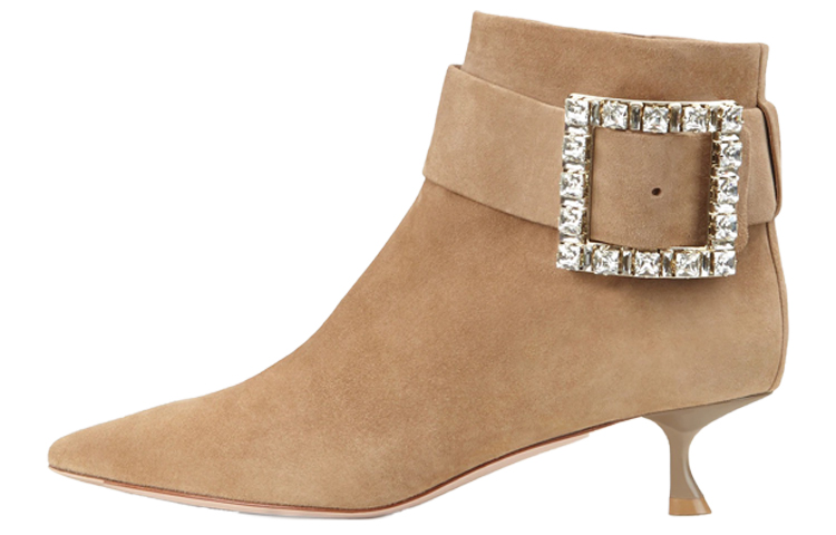 (W) Roger Vivier Buckle Ankle Boots 'Brown Velvet'