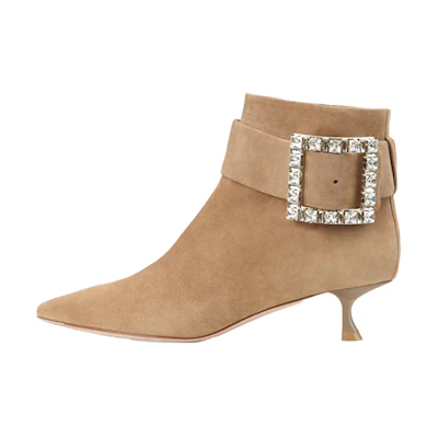 (W) Roger Vivier Buckle Ankle Boots 'Brown Velvet'
