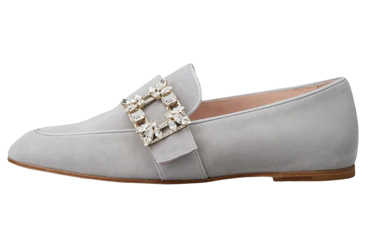 (W) Roger Vivier Buckle Flats 'Grey Velvet'