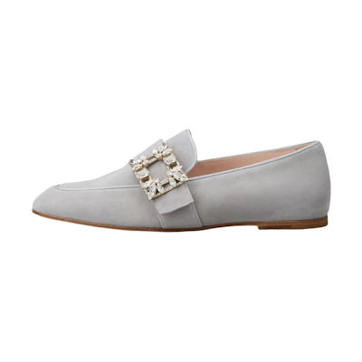 (W) Roger Vivier Buckle Flats 'Grey Velvet'