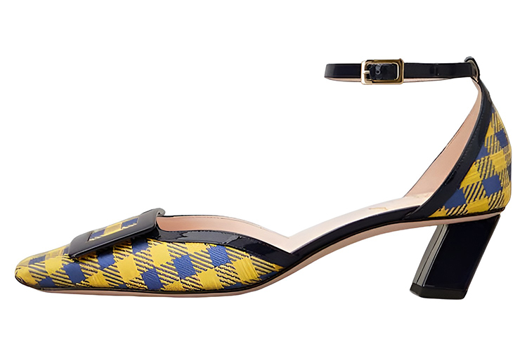 (Women) Roger Vivier Buckle Patent Fabric Mid-Heel 'Yellow Blue' RVW006333103JC1J58
