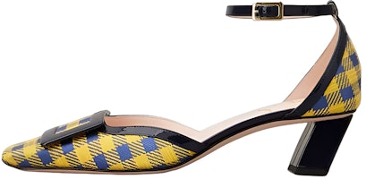 (Women) Roger Vivier Buckle Patent Fabric Mid-Heel 'Yellow Blue' RVW006333103JC1J58 (Women) Roger Vivier Buckle Patent Fabric Mid-Heel 'Yellow Blue' RVW006333103JC1J58