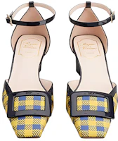 Lookbook (W) Roger Vivier Tumit Sederhana Kuning-Biru dengan Buckle Kain Berkilat RVW006333103JC1J58