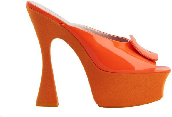 (W) Roger Vivier Mules à Plateforme en Cuir Verni Boucle ''Orange'' RVW66232900D1PG827 Order (W) Roger Vivier Mules à Plateforme en Cuir Verni Boucle ''Orange'' RVW66232900D1PG827