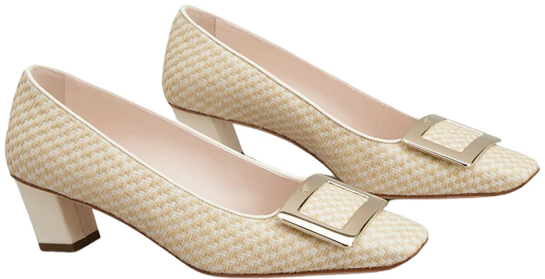 (W) Roger Vivier Canvas ''Metalen Gesp Beige Middelhak'' RVW00626770NN61J04 Order (W) Roger Vivier Canvas ''Metalen Gesp Beige Middelhak'' RVW00626770NN61J04