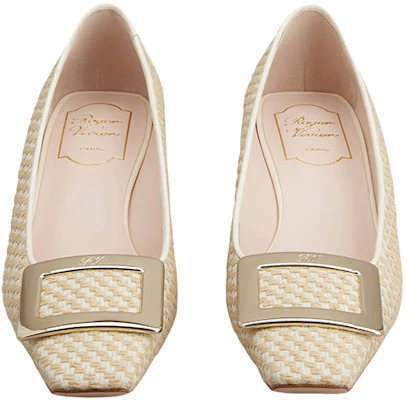 (W) Roger Vivier Canvas ''Metalen Gesp Beige Middelhak'' RVW00626770NN61J04 Lookbook (W) Roger Vivier Canvas ''Metalen Gesp Beige Middelhak'' RVW00626770NN61J04