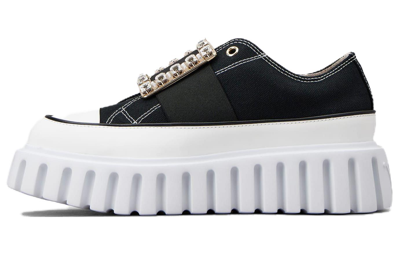 (Women) Roger Vivier Canvas Platform Sneakers 3.5cm 'Black and White' RVW64635870Q4U0002