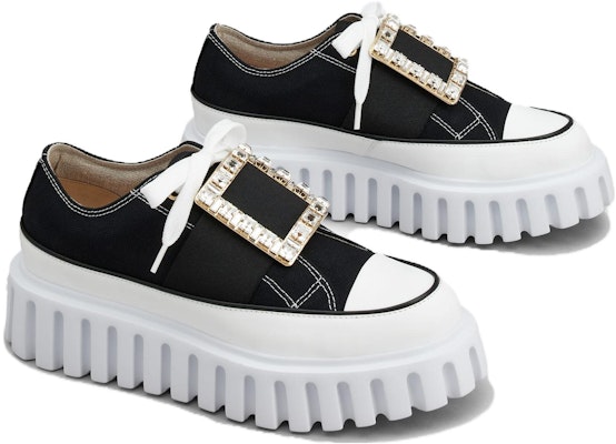 (W) Roger Vivier Platform Sneakers 3.5cm 'Hitam dan Putih' Kanvas RVW64635870Q4U0002 Order (W) Roger Vivier Platform Sneakers 3.5cm 'Hitam dan Putih' Kanvas RVW64635870Q4U0002