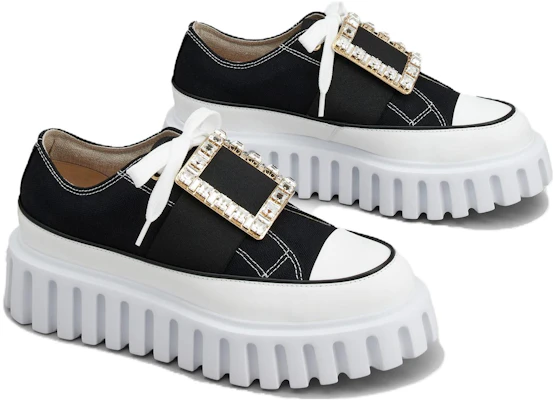 (Women) Roger Vivier Canvas Platform Sneakers 3.5cm 'Black and White' RVW64635870Q4U0002 Order (Women) Roger Vivier Canvas Platform Sneakers 3.5cm 'Black and White' RVW64635870Q4U0002