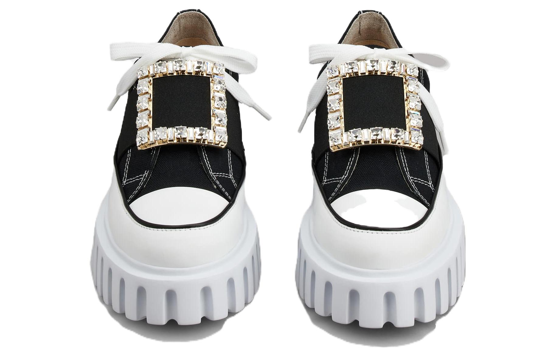 Lookbook (Women) Roger Vivier Canvas Platform Sneakers 3.5cm 'Black and White' RVW64635870Q4U0002