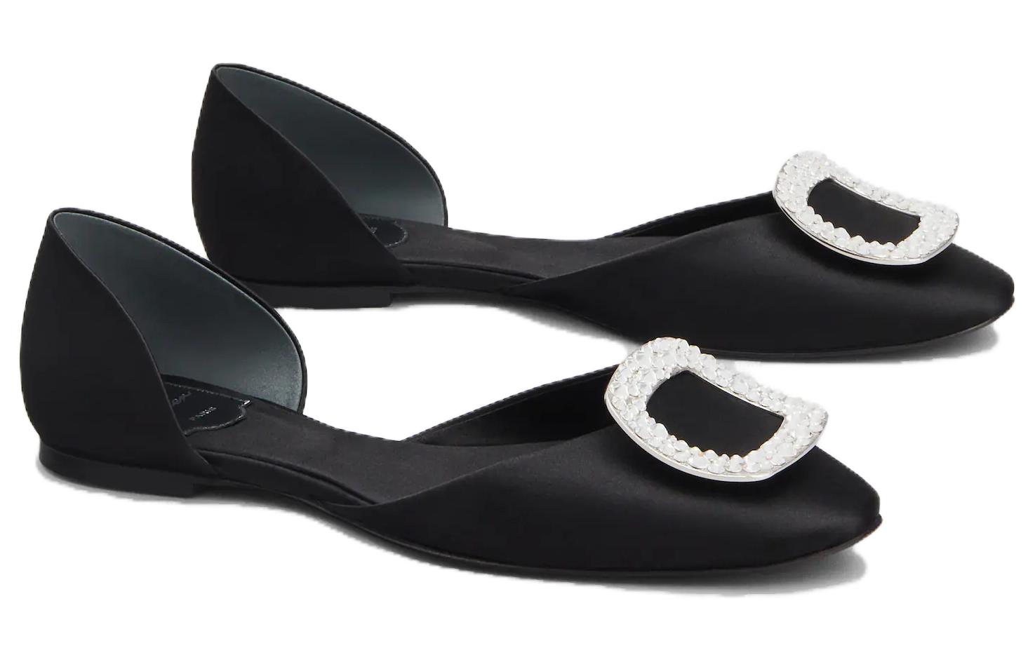 Order (W) Roger Vivier Chips 'Sepatu Ballet Satin Hitam Kristal' RVW08807290RS0B999