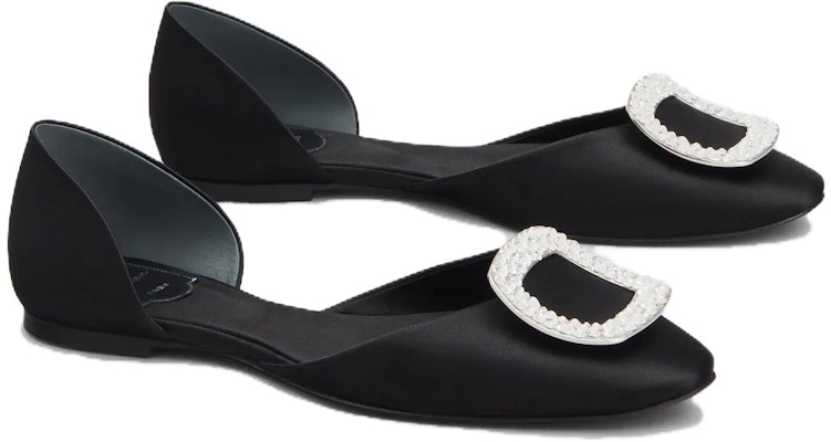 (W) Roger Vivier Chips 'Sepatu Ballet Satin Hitam Kristal' RVW08807290RS0B999 Order (W) Roger Vivier Chips 'Sepatu Ballet Satin Hitam Kristal' RVW08807290RS0B999