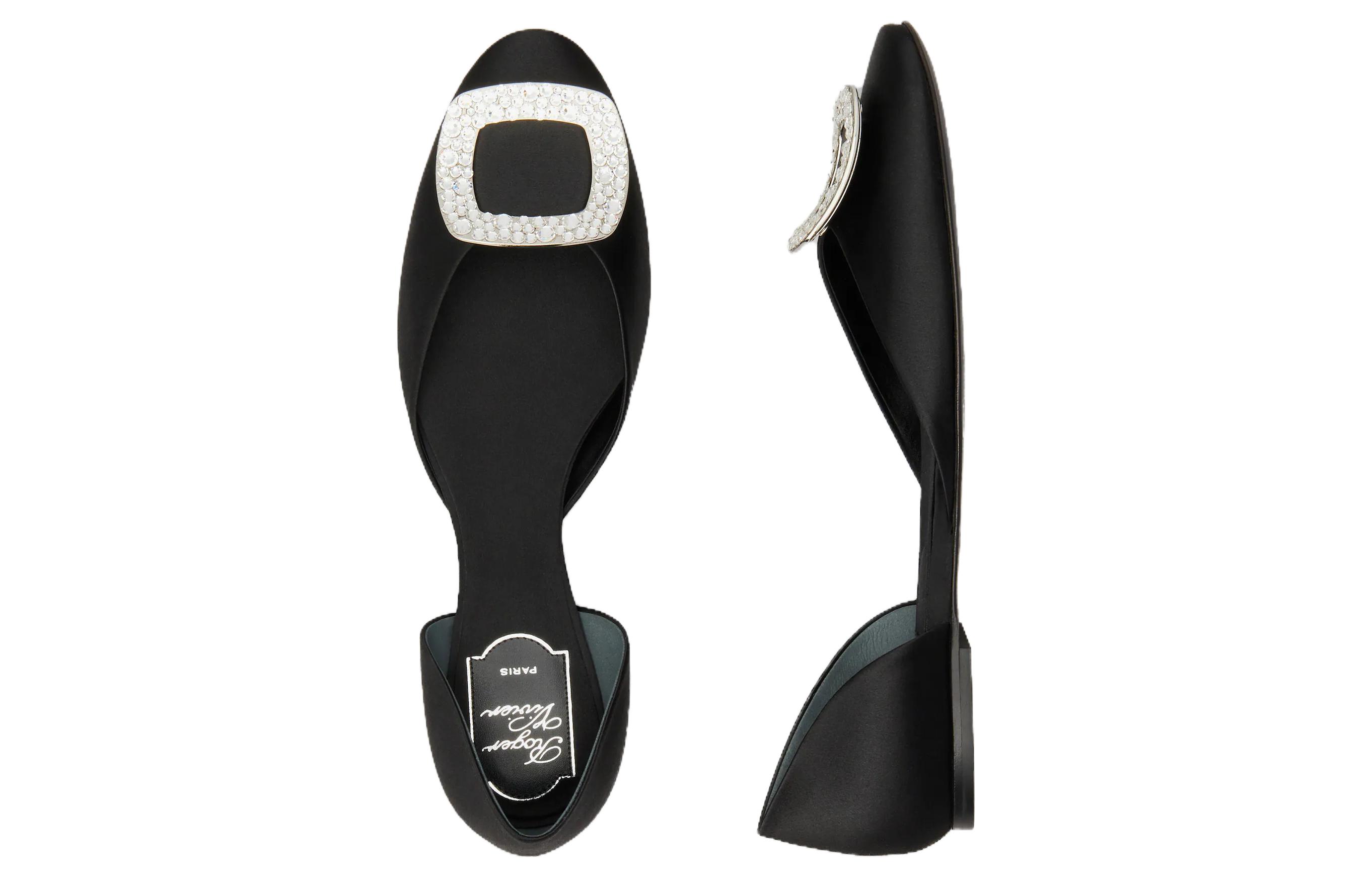 Purchase (W) Roger Vivier Chips 'Sepatu Ballet Satin Hitam Kristal' RVW08807290RS0B999