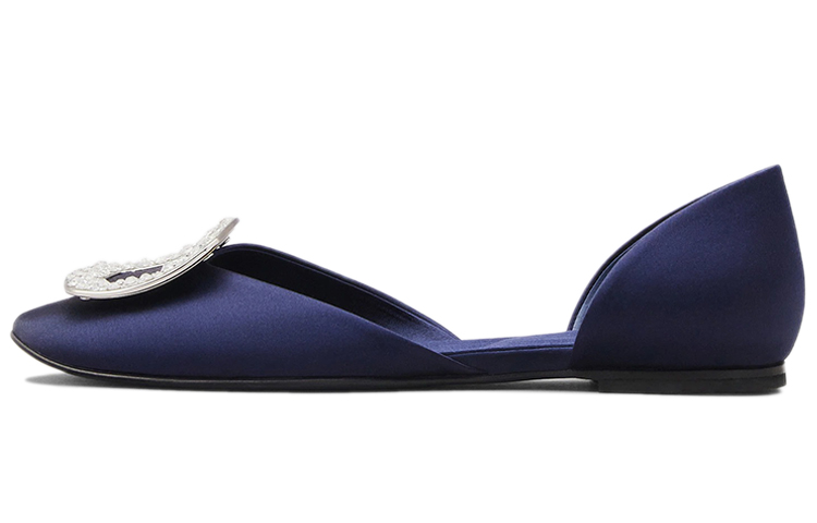 (W) Roger Vivier Chips 'Blue Crystal Satin Ballet Flats'
