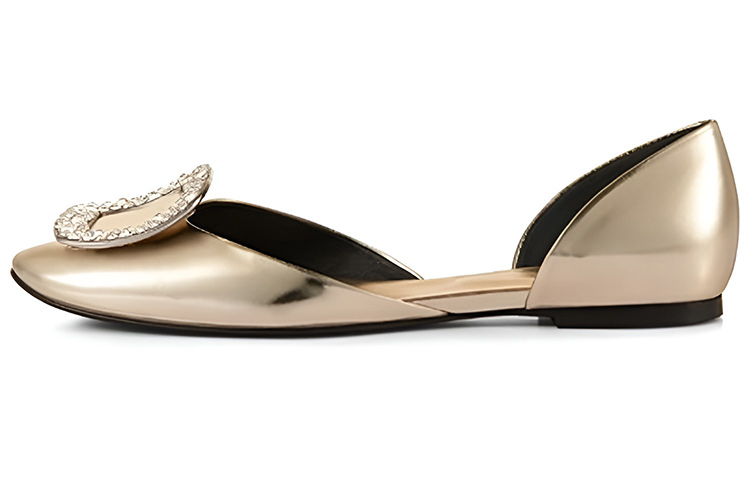 (W) Roger Vivier Chips 'Golden Crystal Satin Ballet Flats'