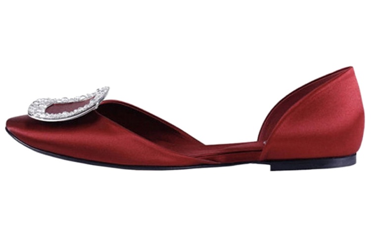 Buy (W) Roger Vivier 红色丝缎水晶扣平底芭蕾舞鞋 RVW08807290RSOR800