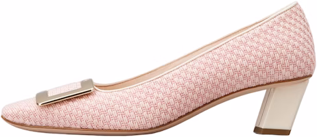(Women) Roger Vivier Cotton Canvas 'Metal Buckle Pink' RVW00626770NN61I02 (Women) Roger Vivier Cotton Canvas 'Metal Buckle Pink' RVW00626770NN61I02