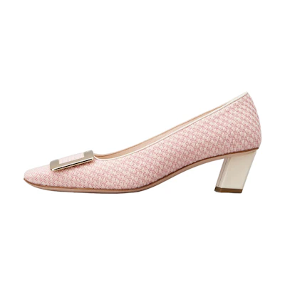 (W) Roger Vivier Cotton Canvas 'Metal Buckle Pink'