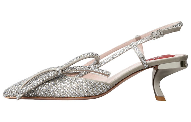 (Women) Roger Vivier Crystal Buckle Pointed Toe Stiletto 'Silver' RVW63835440RS0B007
