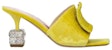 (W) Roger Vivier Cube Strass Velvet Tumit Tinggi Mules 'Kuning' RVW64932170AQPG208
