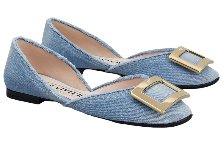 (W) Roger Vivier Denim Flat 'Metal Buckle Blue' 圖 2