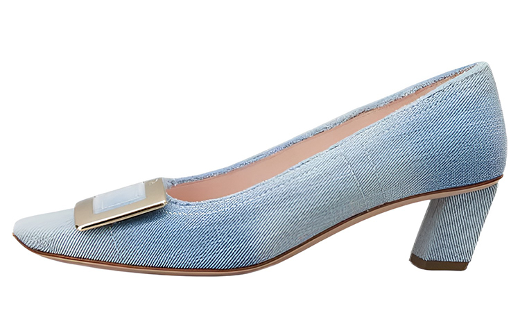 (Women) Roger Vivier Denim Mid-Heel 'Light Blue Metal Buckle' RVW00633320JDLU207