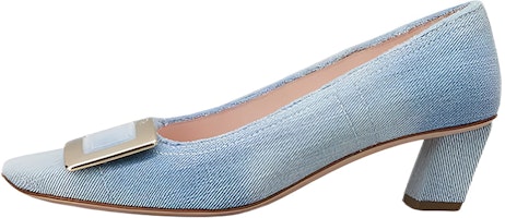 (Women) Roger Vivier Denim Mid-Heel 'Light Blue Metal Buckle' RVW00633320JDLU207 (Women) Roger Vivier Denim Mid-Heel 'Light Blue Metal Buckle' RVW00633320JDLU207