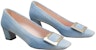 (W) Roger Vivier Denim Tumit Sederhana 'Gesper Logam Biru Muda' RVW00633320JDLU207