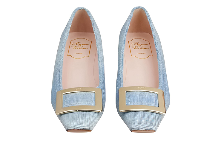 Lookbook (W) Roger Vivier Mid-Heel Denim 'Light Blue Metal Buckle' Sepatu Wanita RVW00633320JDLU207
