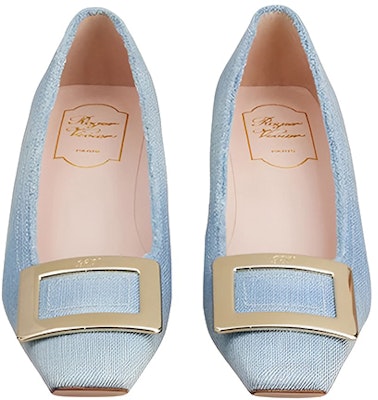(Women) Roger Vivier Denim Mid-Heel 'Light Blue Metal Buckle' RVW00633320JDLU207 Lookbook (Women) Roger Vivier Denim Mid-Heel 'Light Blue Metal Buckle' RVW00633320JDLU207