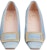 (W) Roger Vivier Denim Tumit Sederhana 'Gesper Logam Biru Muda' RVW00633320JDLU207
