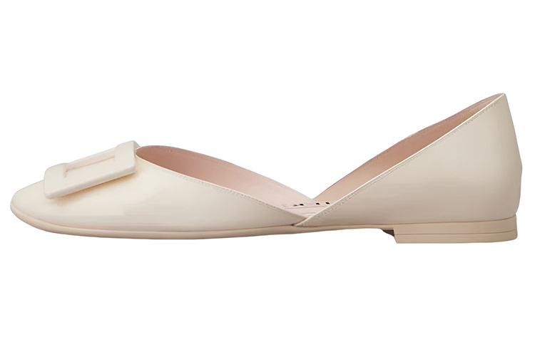 (W) Roger Vivier Dorsay 'Cream Patent Ballet Flats'