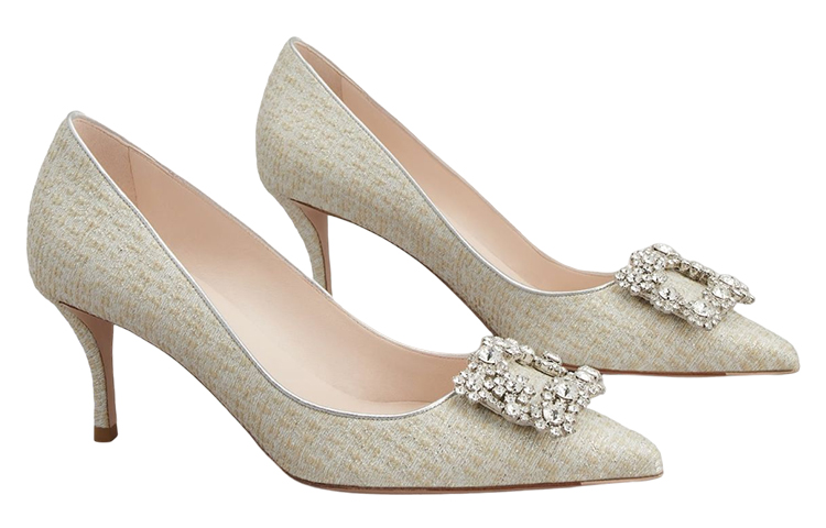 (W) Roger Vivier Fabric Crystal Buckle Stiletto 'Beige' 圖 2