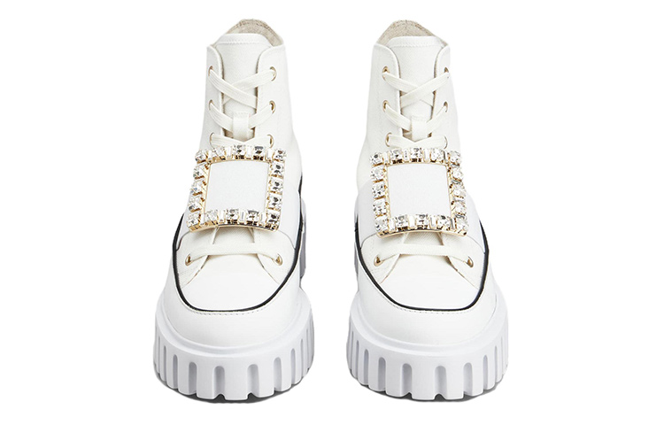 Order (W) Roger Vivier Stoffen Mode Veterschoen Plateauzool ''Wit'' RVW64635860Q4U0001