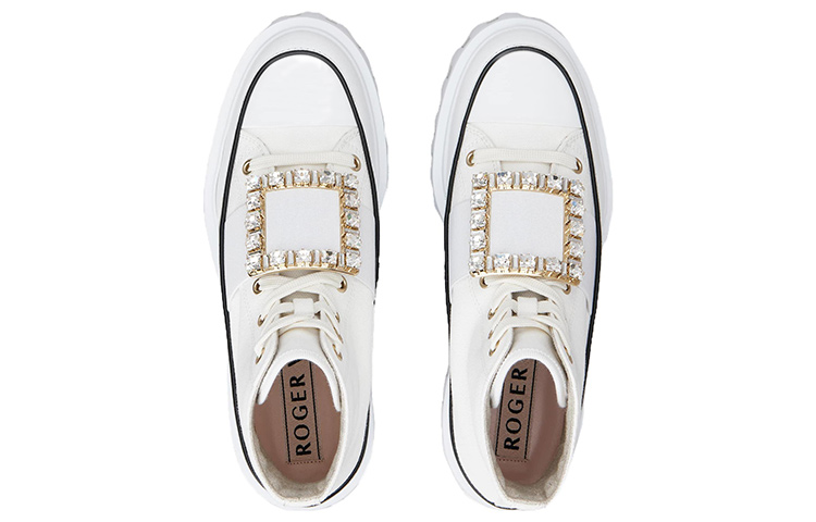 Lookbook (W) Roger Vivier Stoffen Mode Veterschoen Plateauzool ''Wit'' RVW64635860Q4U0001