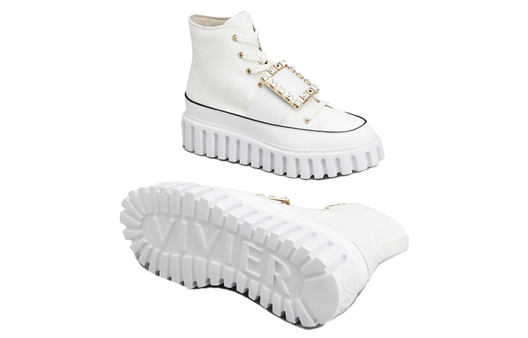 Purchase (W) Roger Vivier Stoffen Mode Veterschoen Plateauzool ''Wit'' RVW64635860Q4U0001