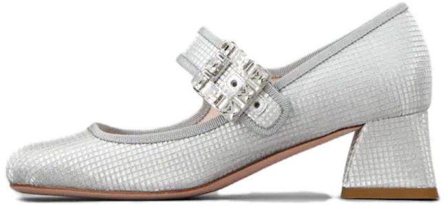(W) Roger Vivier Sepatu Tumit Blok 4.5cm Buckle Kain 'Silver' RVW51936130S77B200 Buy (W) Roger Vivier Sepatu Tumit Blok 4.5cm Buckle Kain 'Silver' RVW51936130S77B200