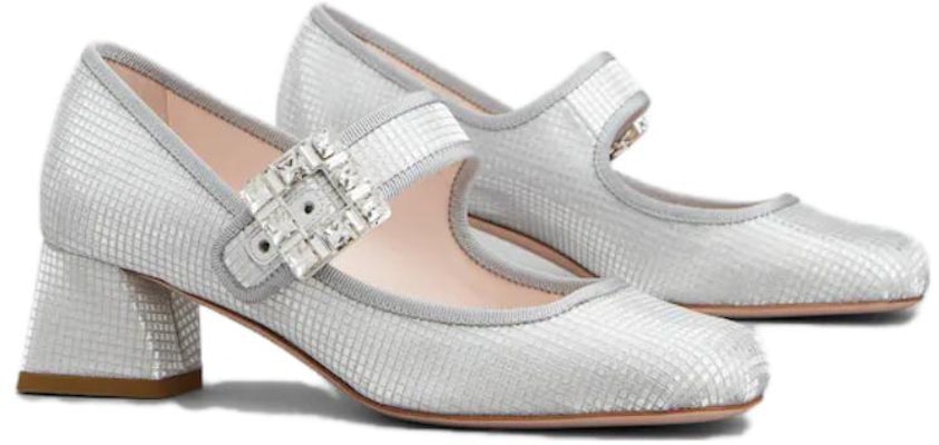 (W) Roger Vivier Sepatu Tumit Blok 4.5cm Buckle Kain 'Silver' RVW51936130S77B200 Lookbook (W) Roger Vivier Sepatu Tumit Blok 4.5cm Buckle Kain 'Silver' RVW51936130S77B200
