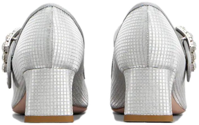 (W) Roger Vivier Sepatu Tumit Blok 4.5cm Buckle Kain 'Silver' RVW51936130S77B200 Shop (W) Roger Vivier Sepatu Tumit Blok 4.5cm Buckle Kain 'Silver' RVW51936130S77B200